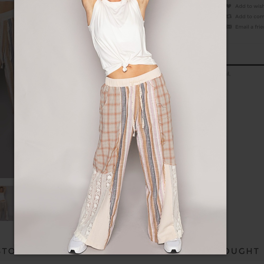 POL 💚 454 POL Plaid with Lace Detail Knit Pants SR21A - Picture 5 of 8